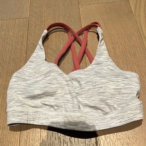 Lululemon sports bra - grey and white with pink straps